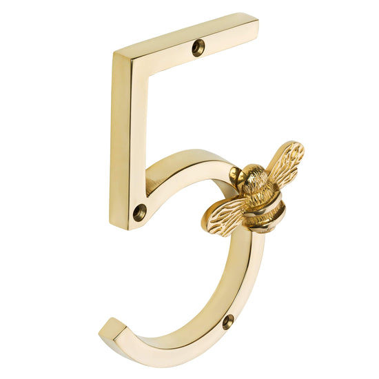Brass bee Premium House Numbers with Bee in Brass Finish 0-9 - Brass bee
