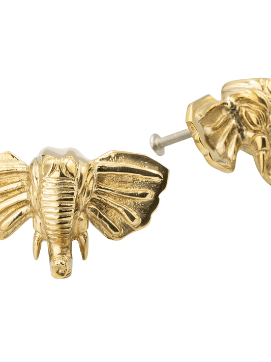 Brass Elephant Drawer Cabinet Knob - Brass Finish - Brass bee