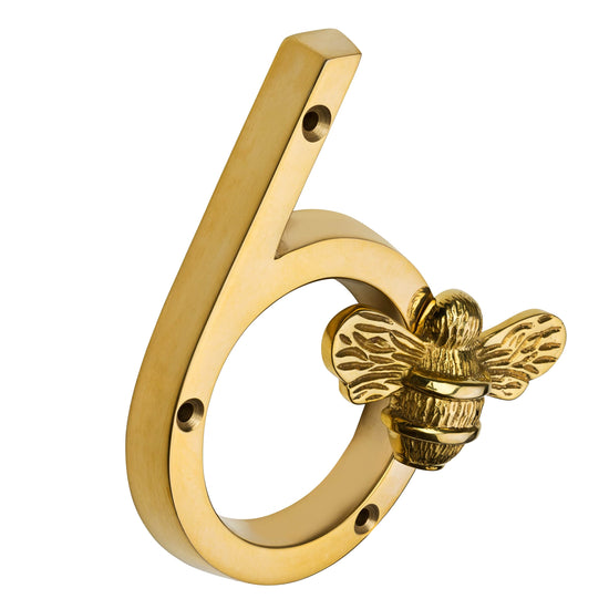 Brass bee Premium House Numbers with Bee in Brass Finish 0-9 - 4 Inch Pre-order (1-2 weeks) - Brass bee