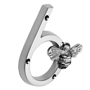 Brass bee Premium House Numbers with Bee in Nickel Finish 0-9 - 4 Inch Pre-order (1-2 weeks) - Brass bee
