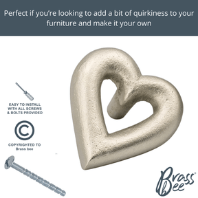 Brass Heart Drawer Cabinet Knob - Satin Finish - Brass bee