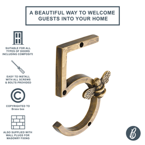 Brass bee Premium House Numbers with Bee in Heritage Finish 0-9 - Brass bee