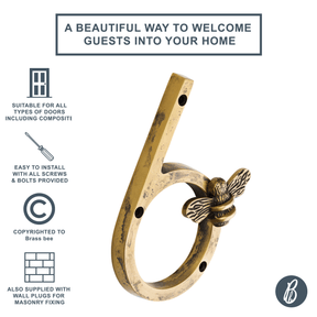 Brass bee Premium House Numbers with Bee in Heritage Finish 0-9 - Brass bee