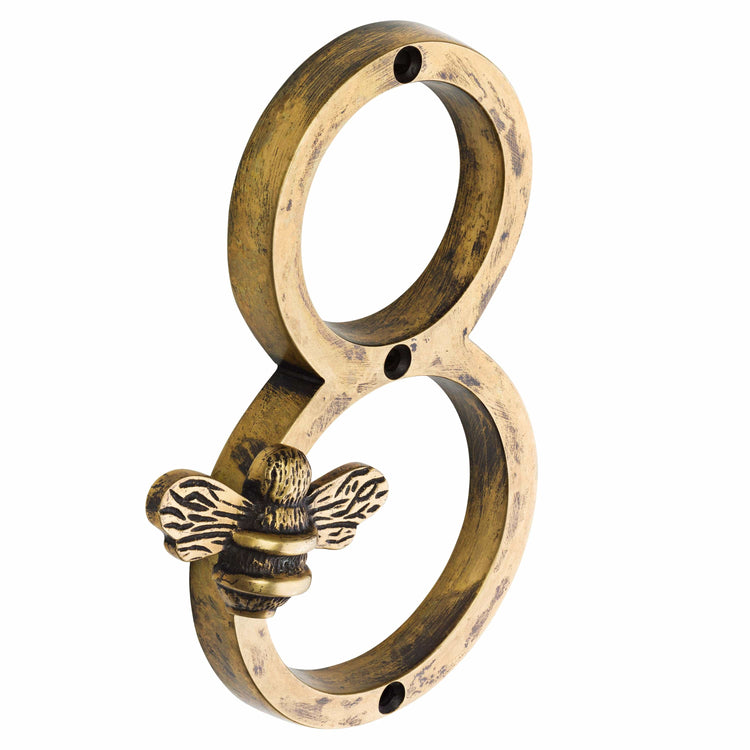 Brass bee Premium House Numbers with Bee in Heritage Finish 0-9 - Brass bee