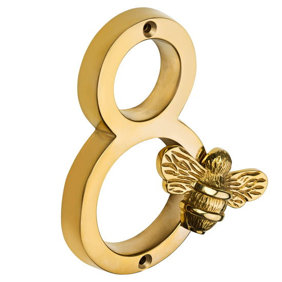 Brass bee Premium House Numbers with Bee in Brass Finish 0-9 - 4 Inch Pre-order (1-2 weeks) - Brass bee