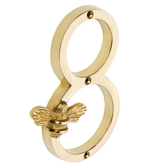 Brass bee Premium House Numbers with Bee in Brass Finish 0-9 - Brass bee