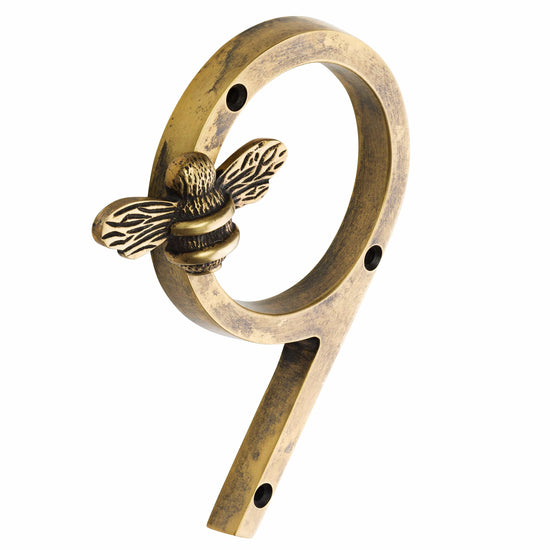 Brass bee Premium House Numbers with Bee in Heritage Finish 0-9 - Brass bee