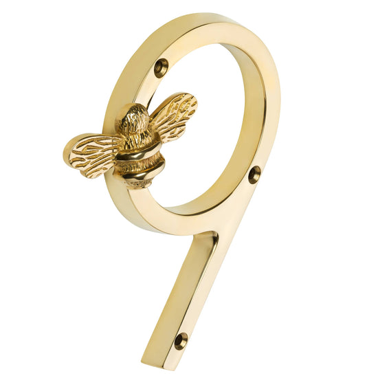 Brass bee Premium House Numbers with Bee in Brass Finish 0-9 - Brass bee