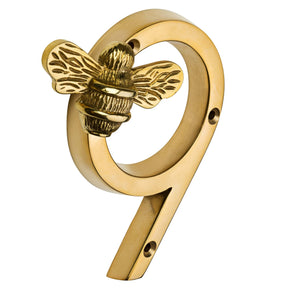 Brass bee Premium House Numbers with Bee in Brass Finish 0-9 - 4 Inch Pre-order (1-2 weeks) - Brass bee