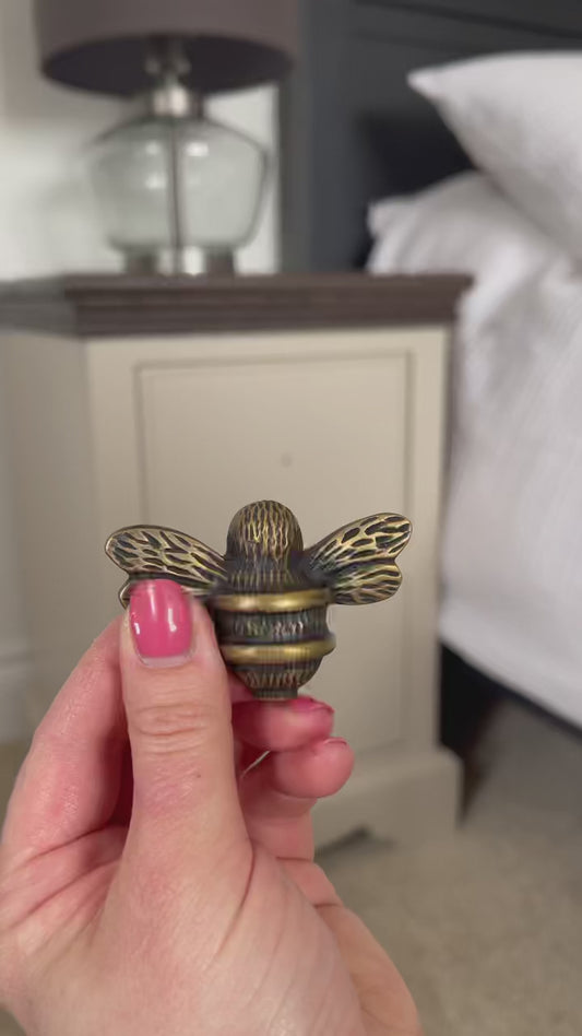 Brass Bee Drawer Cabinet Knob - Heritage Finish