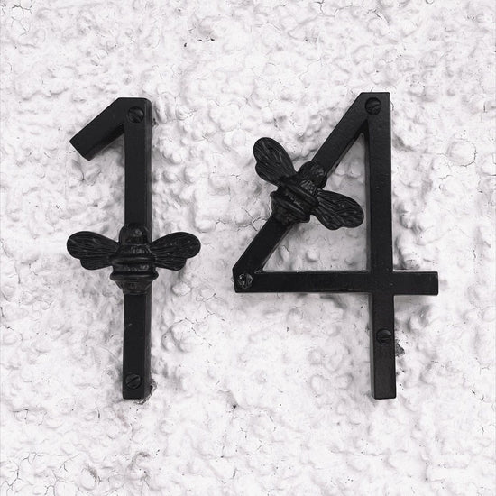 Brass bee Premium House Numbers with Bee in Black Finish 0-9 - 5 Inch - Brass bee
