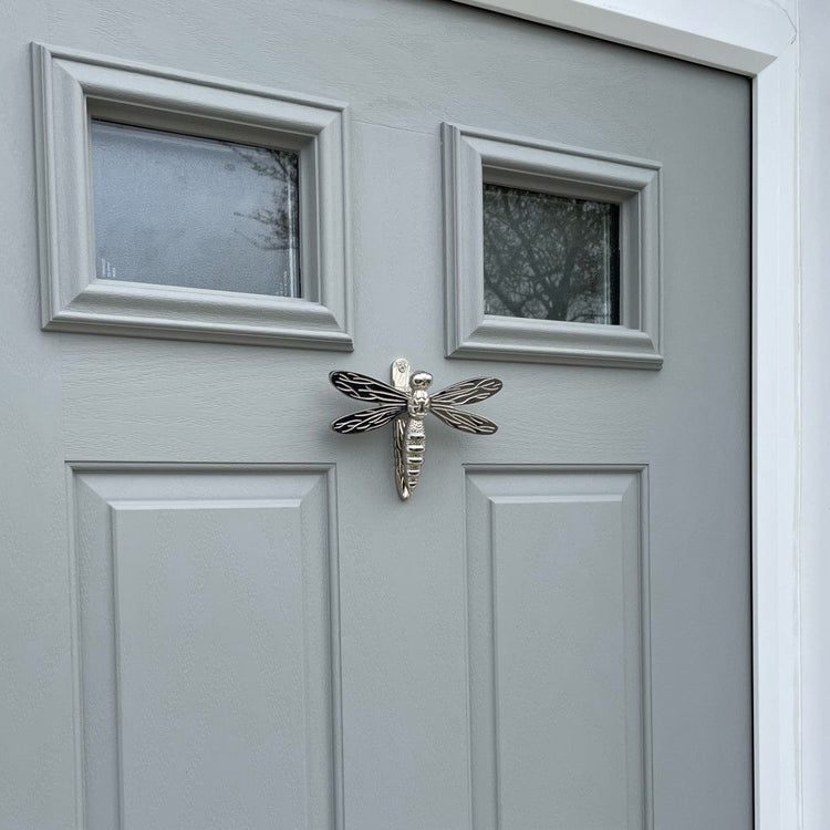 Brass Dragonfly Door Knocker - Nickel Finish - Brass bee