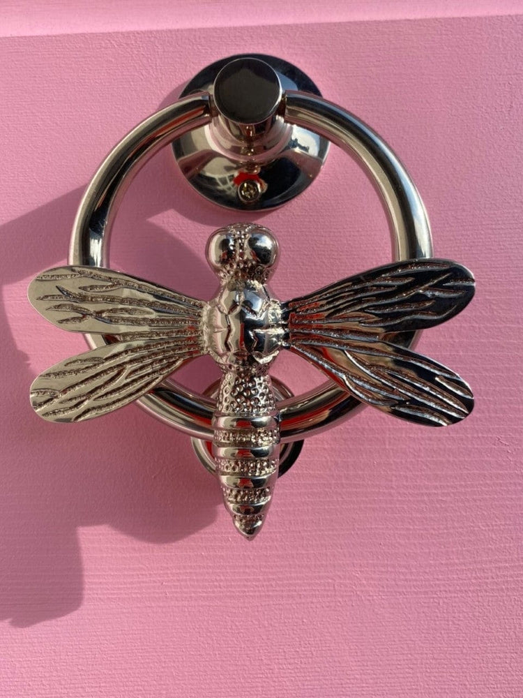 Brass Dragonfly Door Knocker with Ring - Nickel Finish - Brass bee