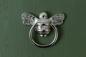 Brass Bee Ring Pull Cabinet Handle - Nickel Finish - Brass bee