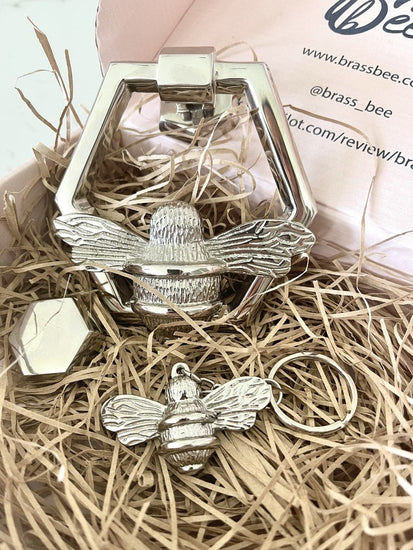Brass bee Bumblebee Keyring | Double Sided - Brass bee