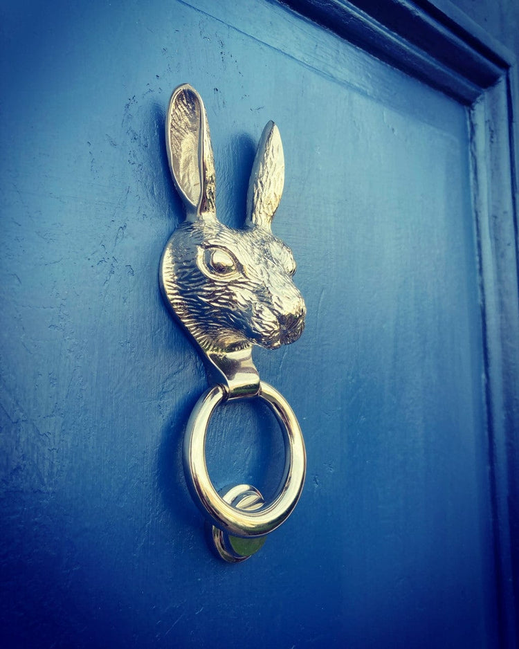 Brass Hare Door Knocker - Nickel Finish - Brass bee