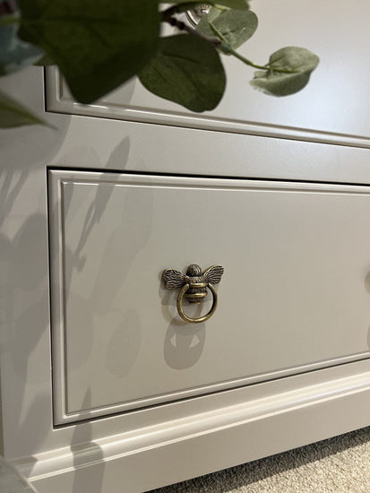 Brass Bee Ring Pull Cabinet Handle - Heritage Finish - Brass bee