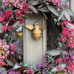 Brass Bumble Bee Door Knocker - Satin Brass Finish - Brass bee