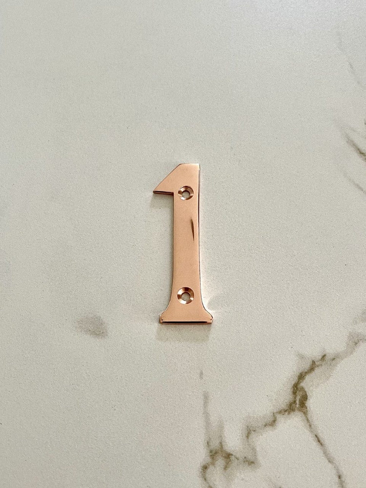 Brass bee 0-9 Screw Fixing Numerals in Rose Gold Finish - Brass bee