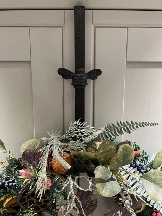 Brass bee Wreath Hanger - Black Finish - Brass bee
