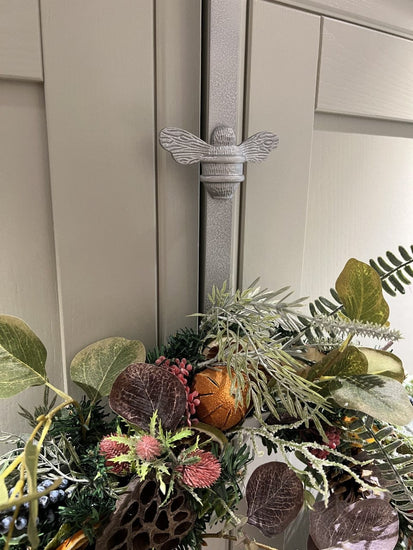 Brass bee Wreath Hanger - Grey Finish - Brass bee